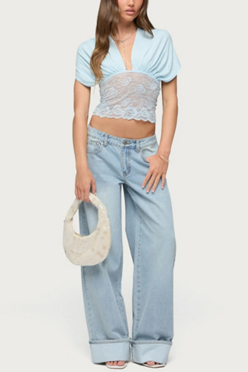 Edikted Eloria Lacey Flutter Tie Top