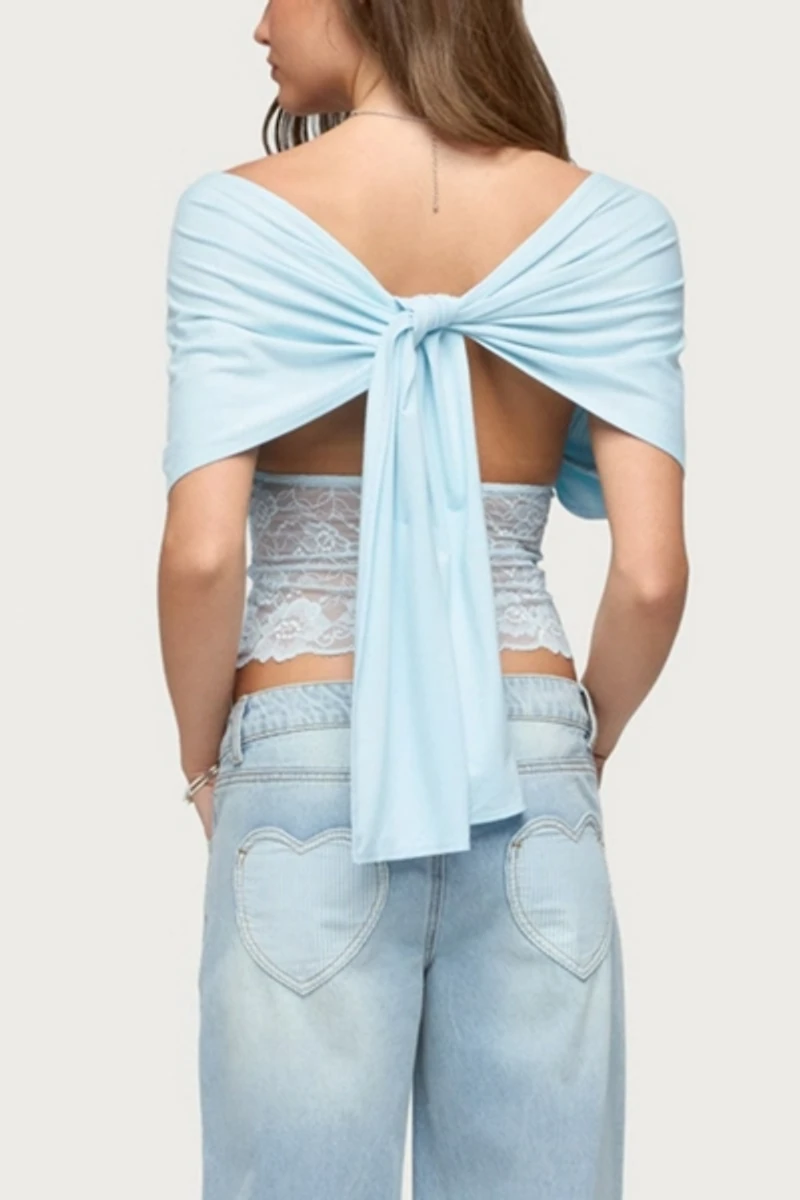 Edikted Eloria Lacey Flutter Tie Top