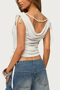 Edikted Royan Cowl Neck Drawstring Top