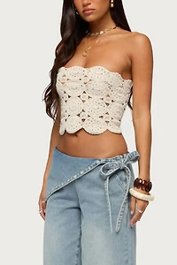 Edikted Laurin Crochet Strapless Top