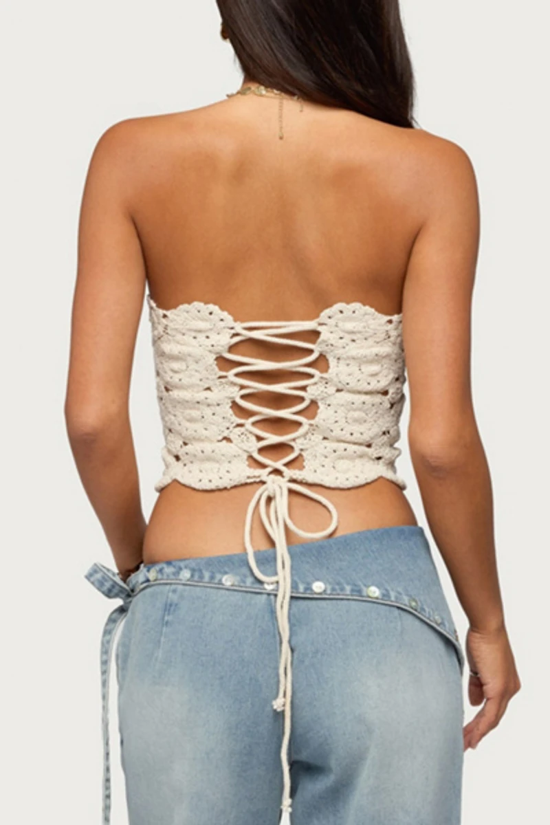 Edikted Laurin Crochet Strapless Top