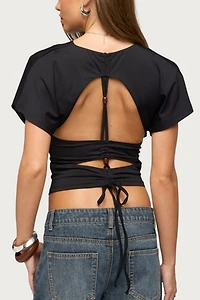 Edikted Salie Back Cutout Flutter Top