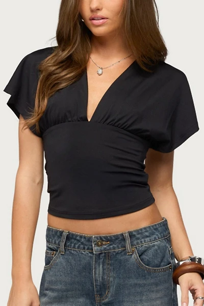 Edikted Salie Back Cutout Flutter Top