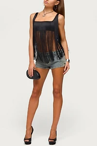Edikted Eranthe Fringed Crop Top