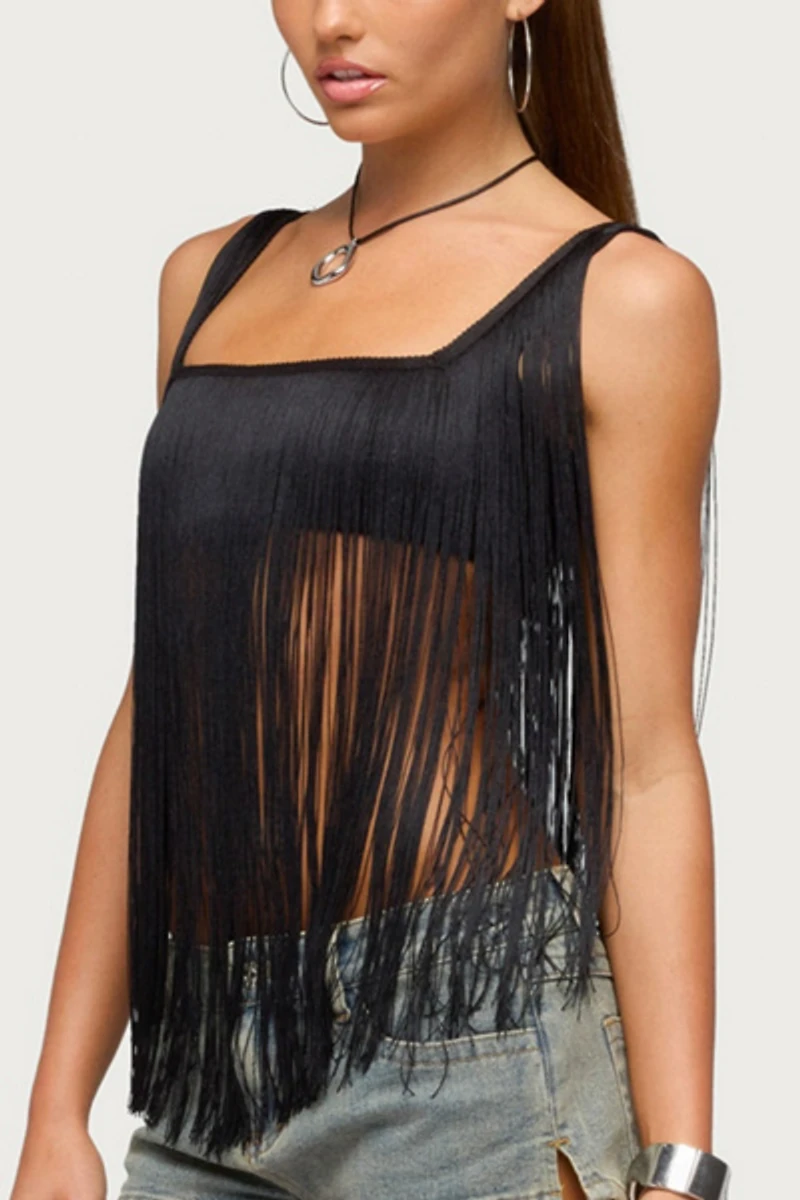 Edikted Eranthe Fringed Crop Top