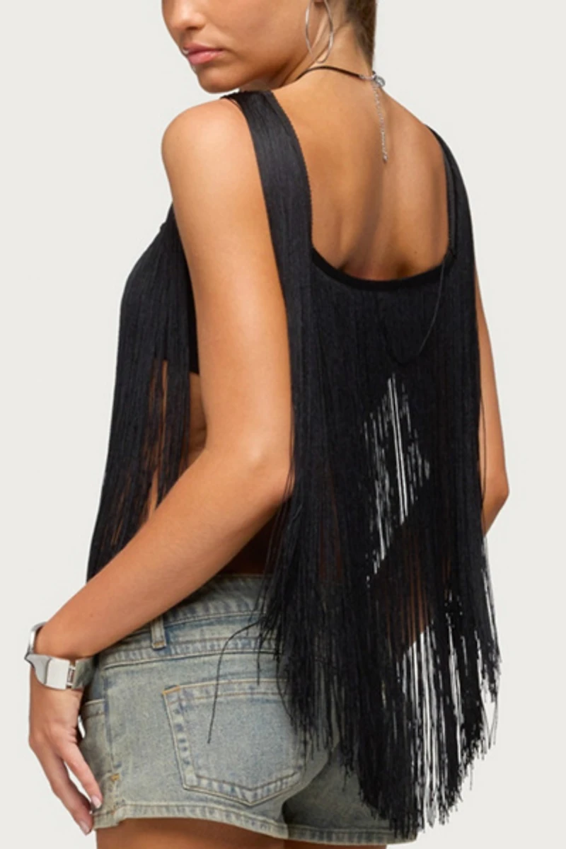 Edikted Eranthe Fringed Crop Top