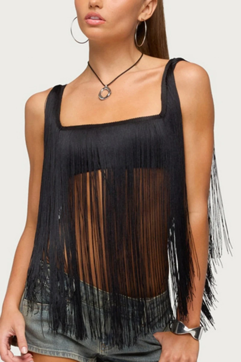 Edikted Eranthe Fringed Crop Top