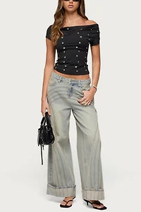Edikted Bijou Metal Snap Cowl Neck Top