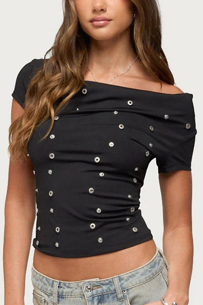 Edikted Bijou Metal Snap Cowl Neck Top
