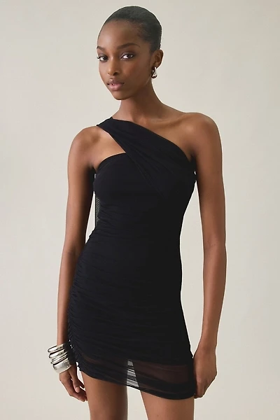 UO Midnight Muse Scarf Tie Detail Mesh Bodycon Mini Dress