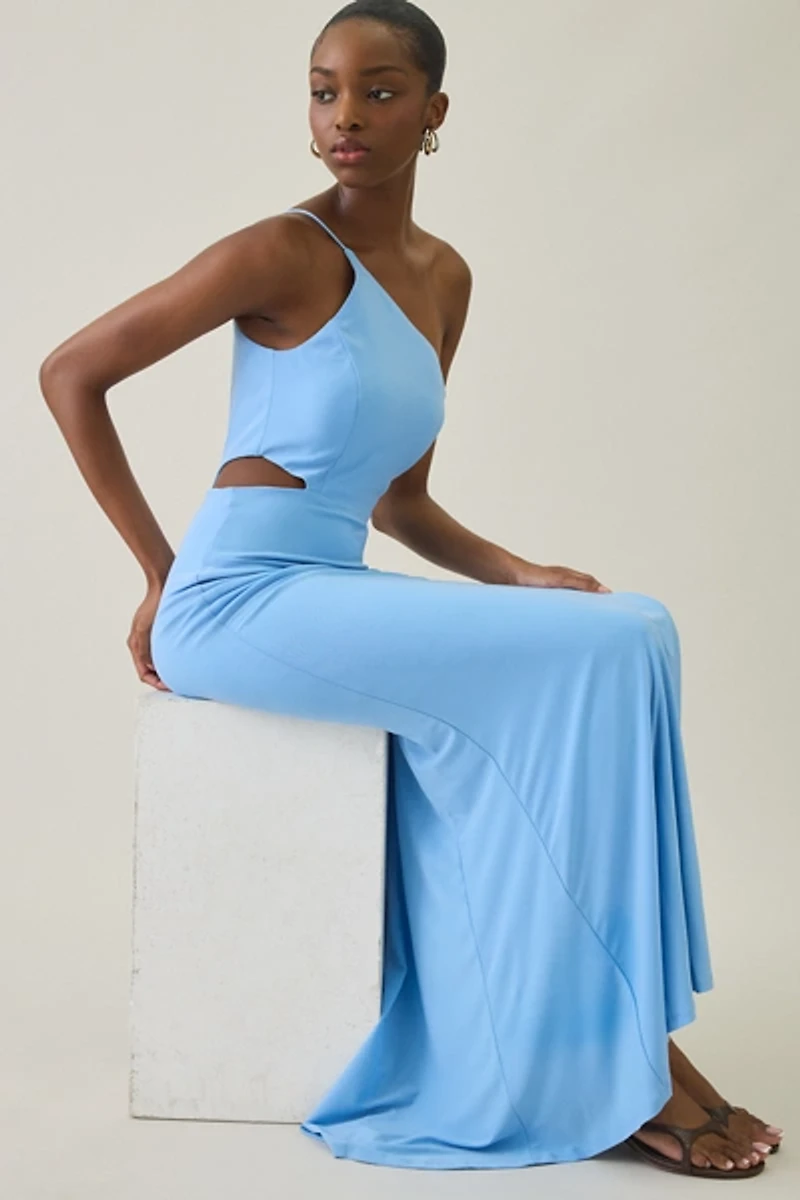 UO Maya Asymmetric Cutout One-Shoulder Maxi Dress