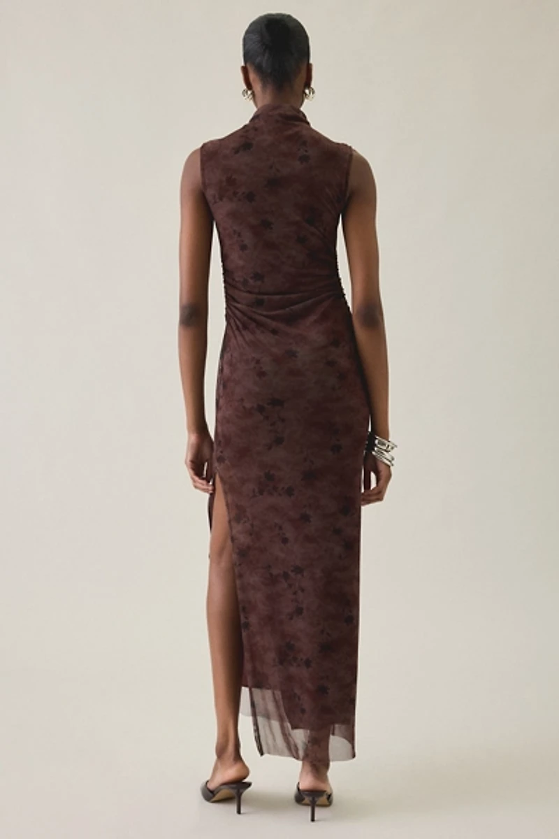 UO Freya High Neck Sleeveless Mesh Maxi Dress