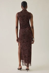 UO Freya High Neck Sleeveless Mesh Maxi Dress