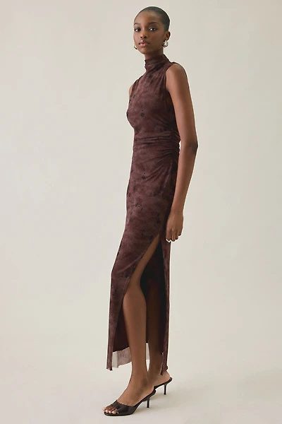UO Freya High Neck Sleeveless Mesh Maxi Dress