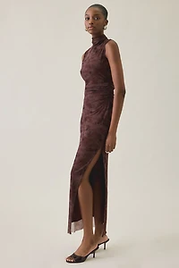 UO Freya High Neck Sleeveless Mesh Maxi Dress