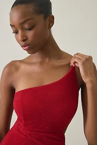 UO Valentina Asymmetric Slanted Slit One-Shoulder Midi Dress