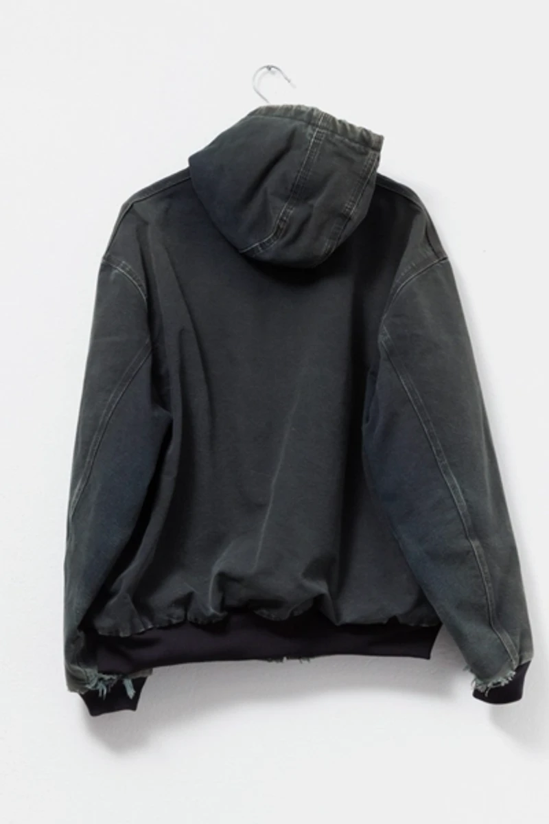 Vintage 1990s Carhartt Distressed Black Duck Canvas Hooded Jacket