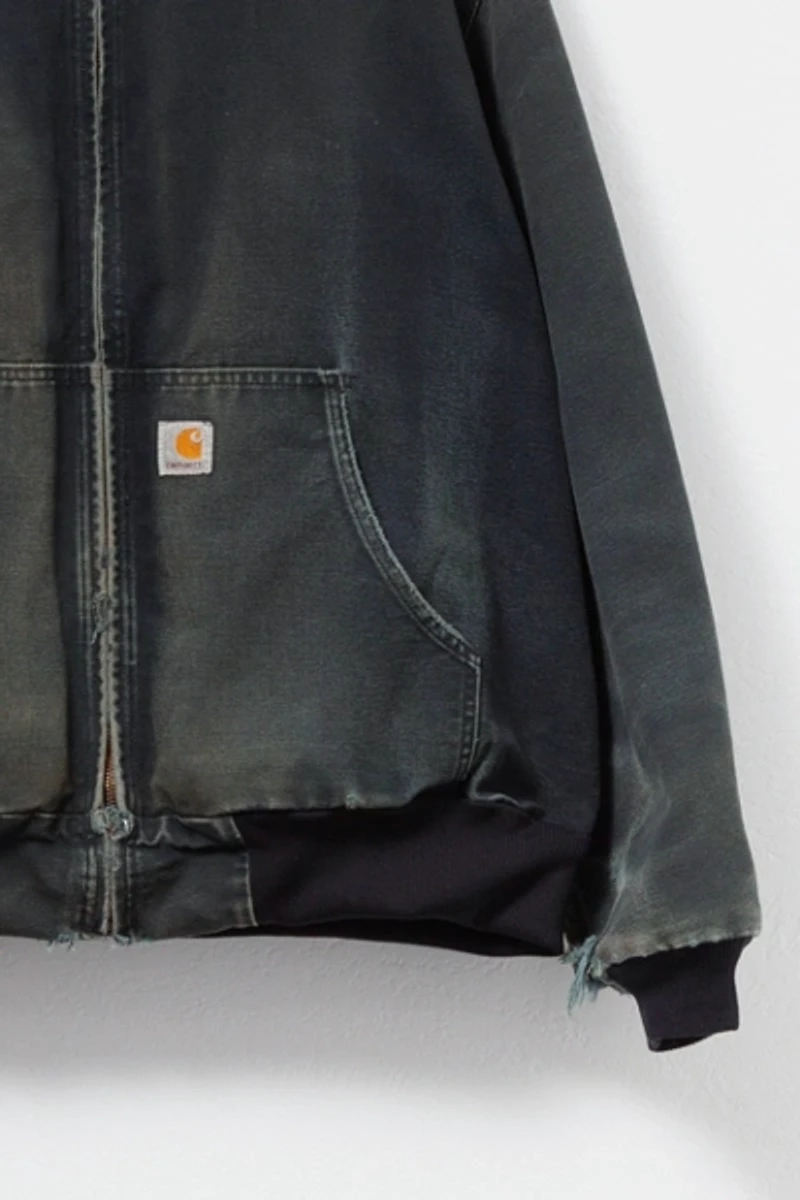 Vintage 1990s Carhartt Distressed Black Duck Canvas Hooded Jacket