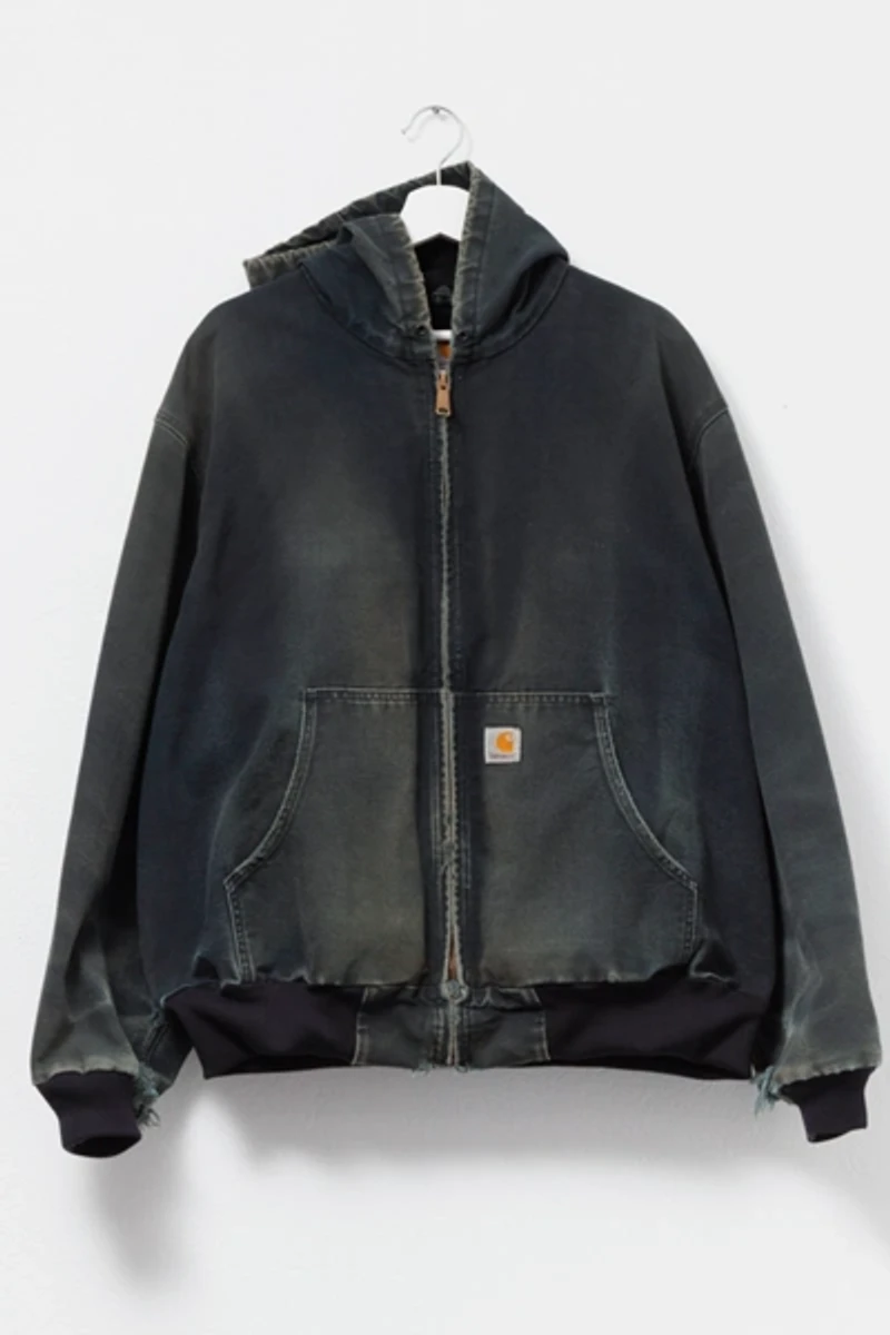 Vintage 1990s Carhartt Distressed Black Duck Canvas Hooded Jacket
