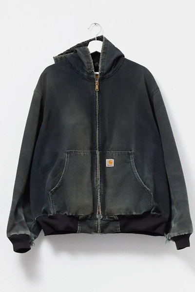 Vintage 1990s Carhartt Distressed Black Duck Canvas Hooded Jacket