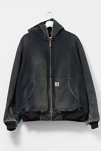 Vintage 1990s Carhartt Distressed Black Duck Canvas Hooded Jacket