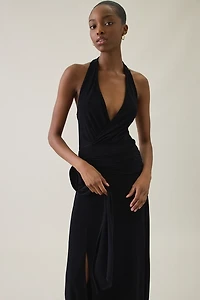 UO Luna Wrap Plunging Halter Maxi Dress