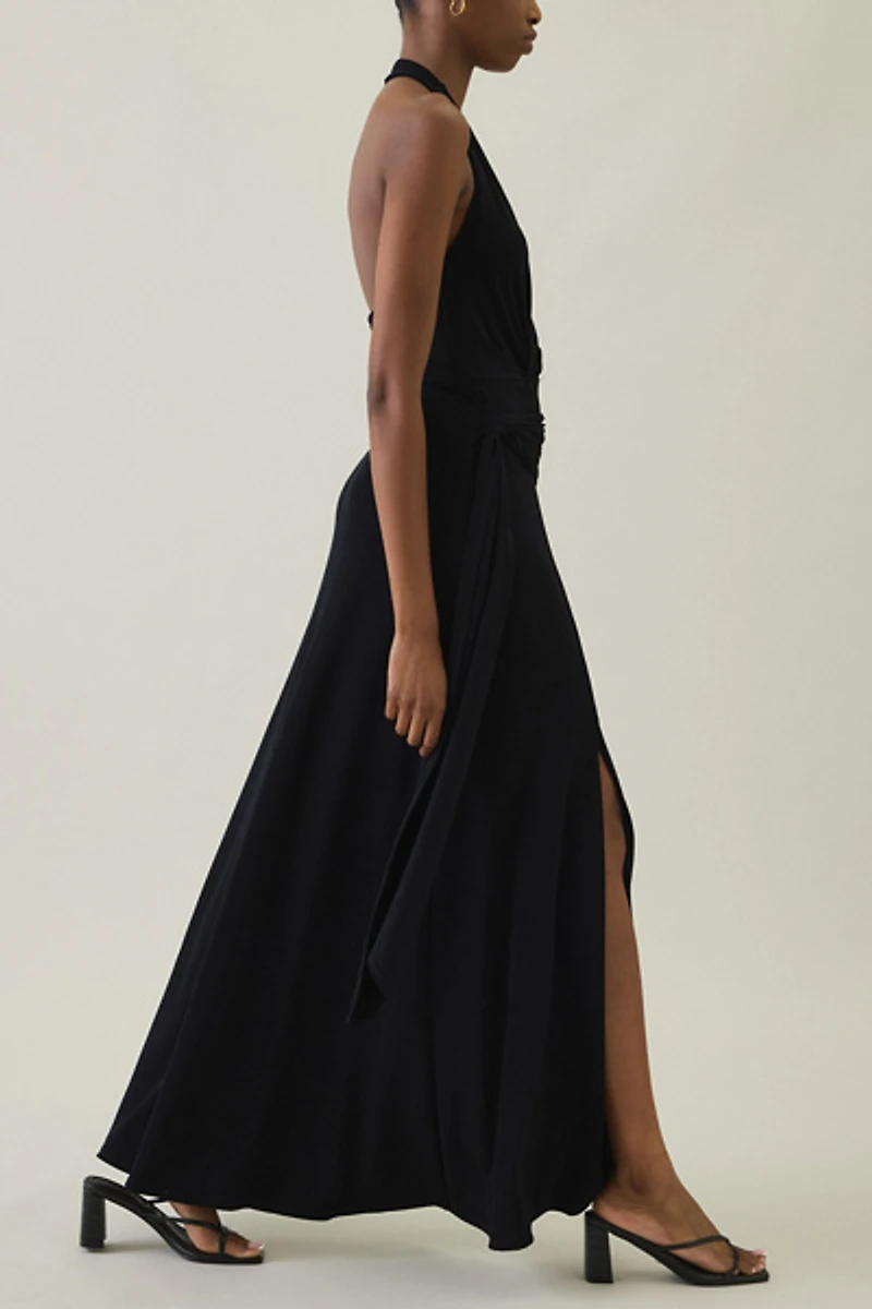 UO Luna Wrap Plunging Halter Maxi Dress