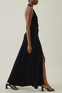 UO Luna Wrap Plunging Halter Maxi Dress