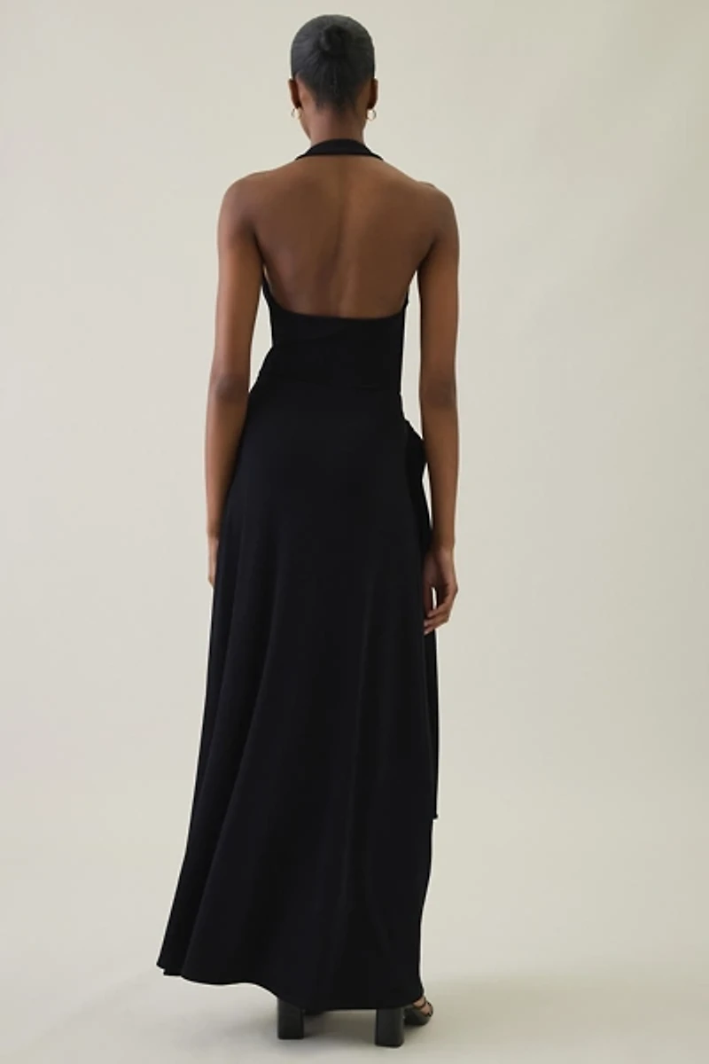 UO Luna Wrap Plunging Halter Maxi Dress
