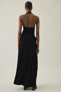 UO Luna Wrap Plunging Halter Maxi Dress