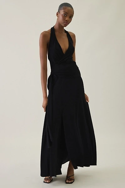 UO Luna Wrap Plunging Halter Maxi Dress