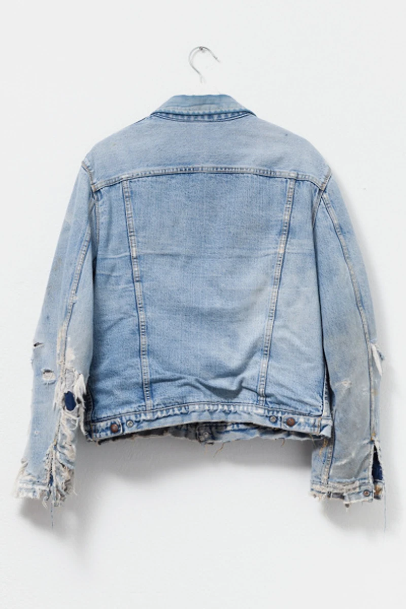 Vintage 1970s Distressed Blanket Lined Denim Jacket