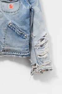Vintage 1970s Distressed Blanket Lined Denim Jacket