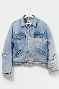 Vintage 1970s Distressed Blanket Lined Denim Jacket