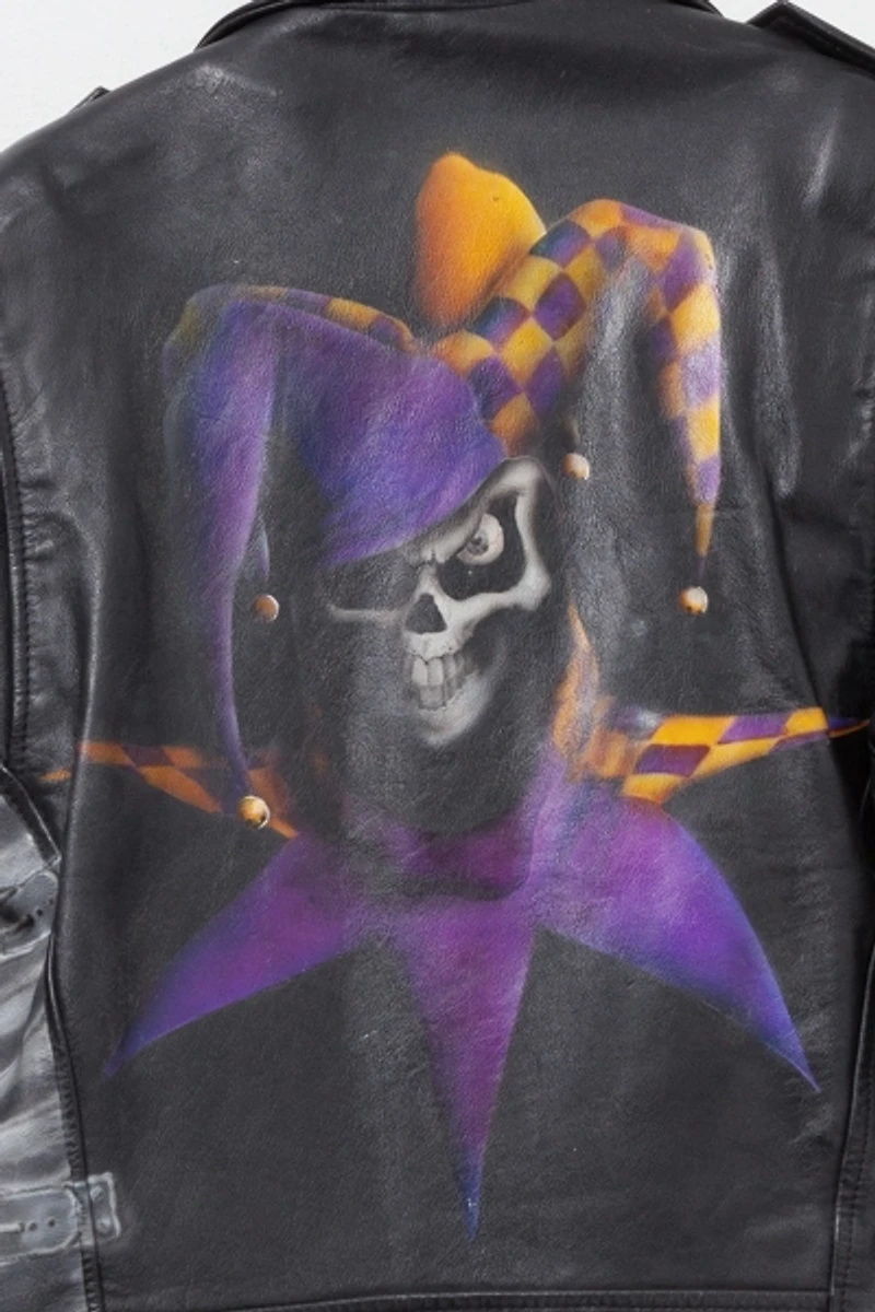 Vintage 1980s Custom Air Brush Leather Biker Jacket