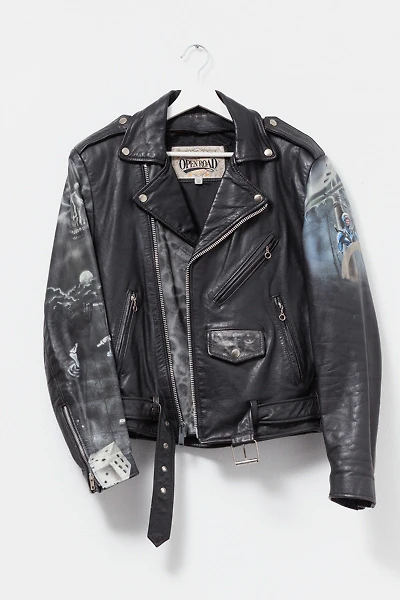 Vintage 1980s Custom Air Brush Leather Biker Jacket