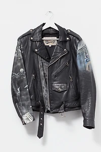 Vintage 1980s Custom Air Brush Leather Biker Jacket