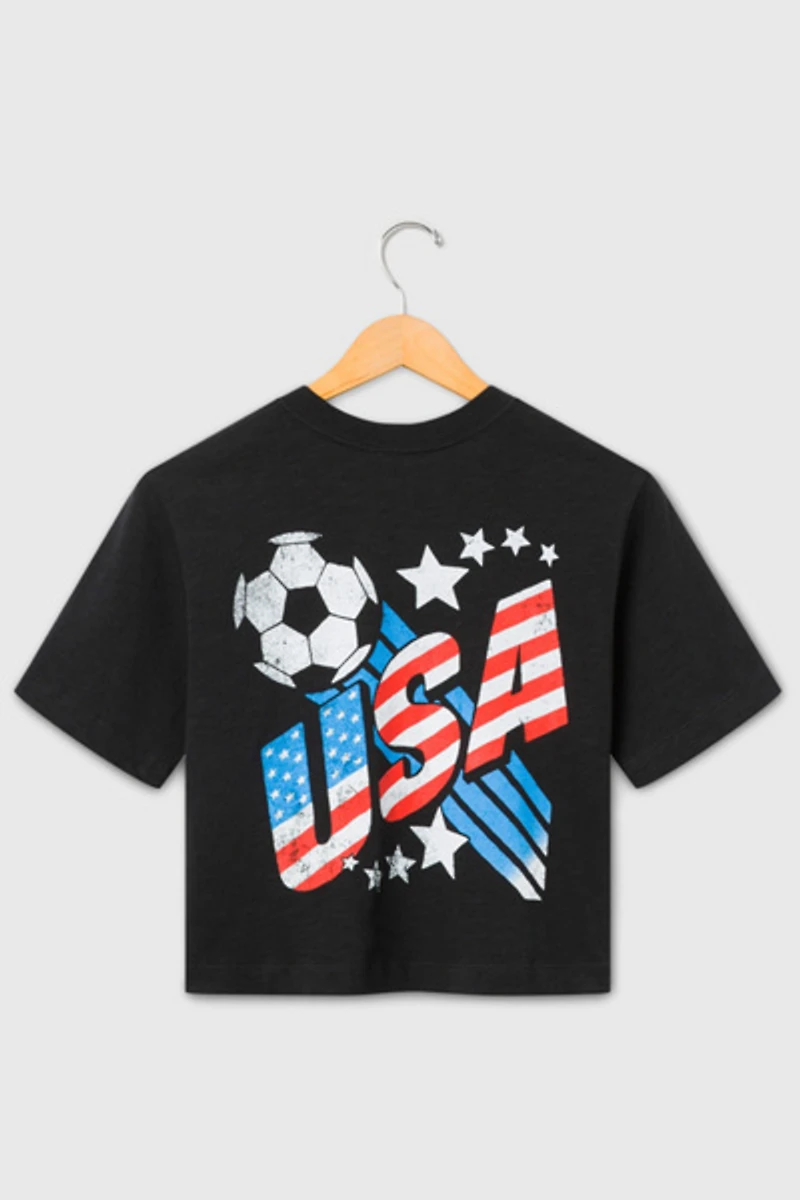 Junk Food USA Soccer Mock Neck Crop Tee