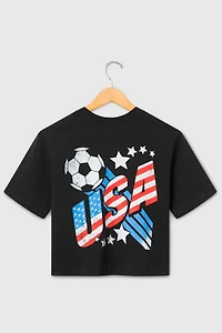 Junk Food USA Soccer Mock Neck Crop Tee