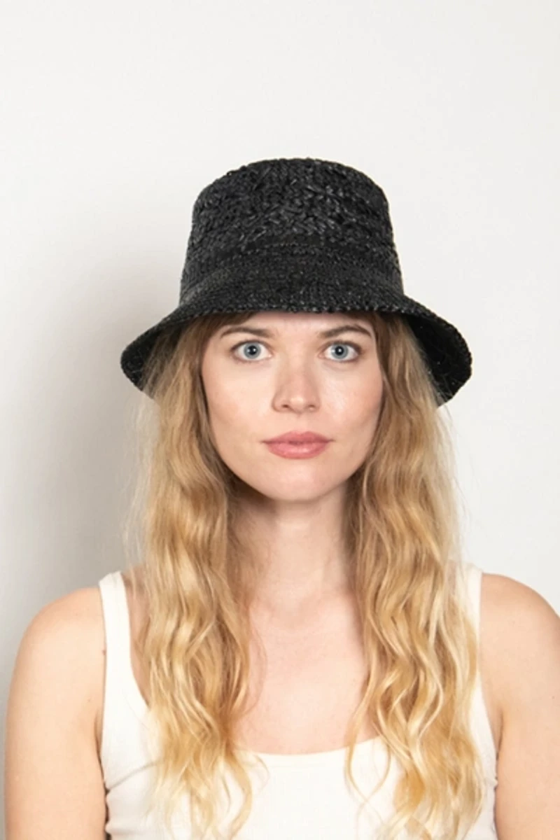 Wyeth Fina Raffia Crochet Bucket Hat