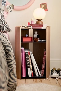 Alec Curved Wood Storage Side Table