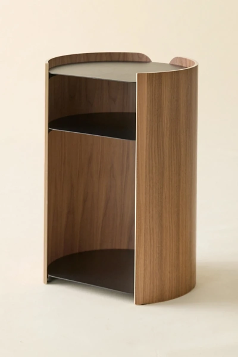 Alec Curved Wood Storage Side Table