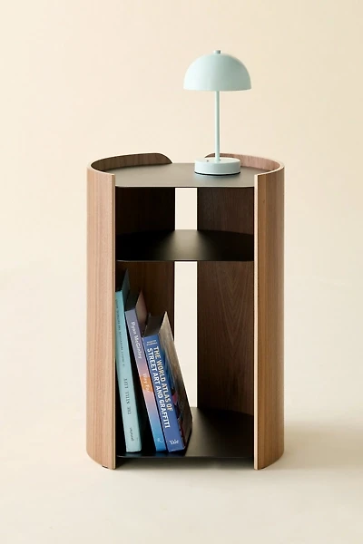 Alec Curved Wood Storage Side Table