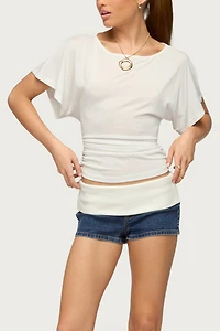 Edikted Contrast Foldover Denim Micro Shorts