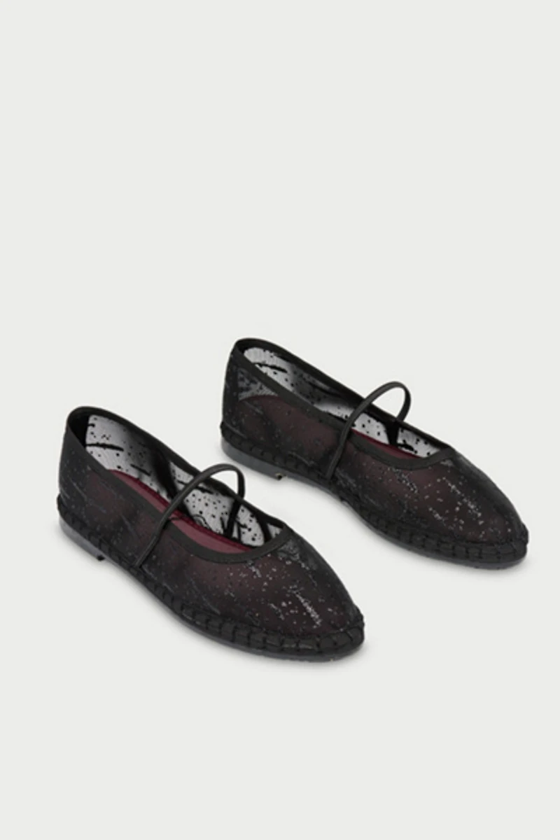 Flabelus Women's  Glitter Mesh Celie Mary Janes