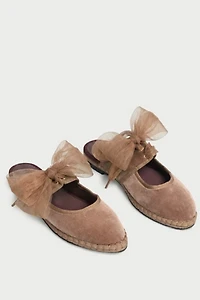 Flabelus Women's Mesh Bow Cinna Mary Janes