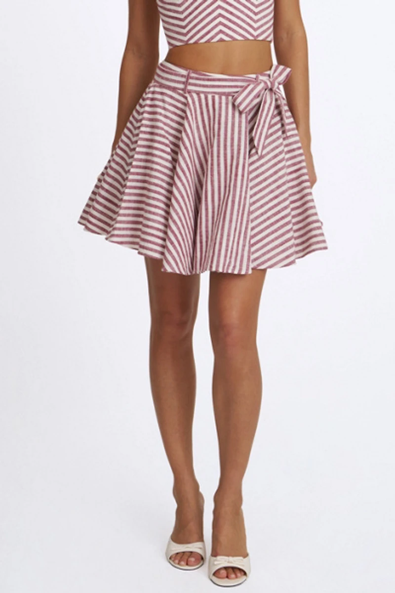 Miss Circle Xolani Striped Linen Mini Skirt