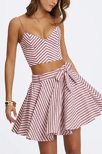 Miss Circle Xolani Striped Linen Mini Skirt