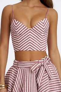 Miss Circle Xola Chevron Striped Linen Cropped Top