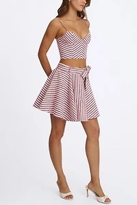 Miss Circle Xola Chevron Striped Linen Cropped Top